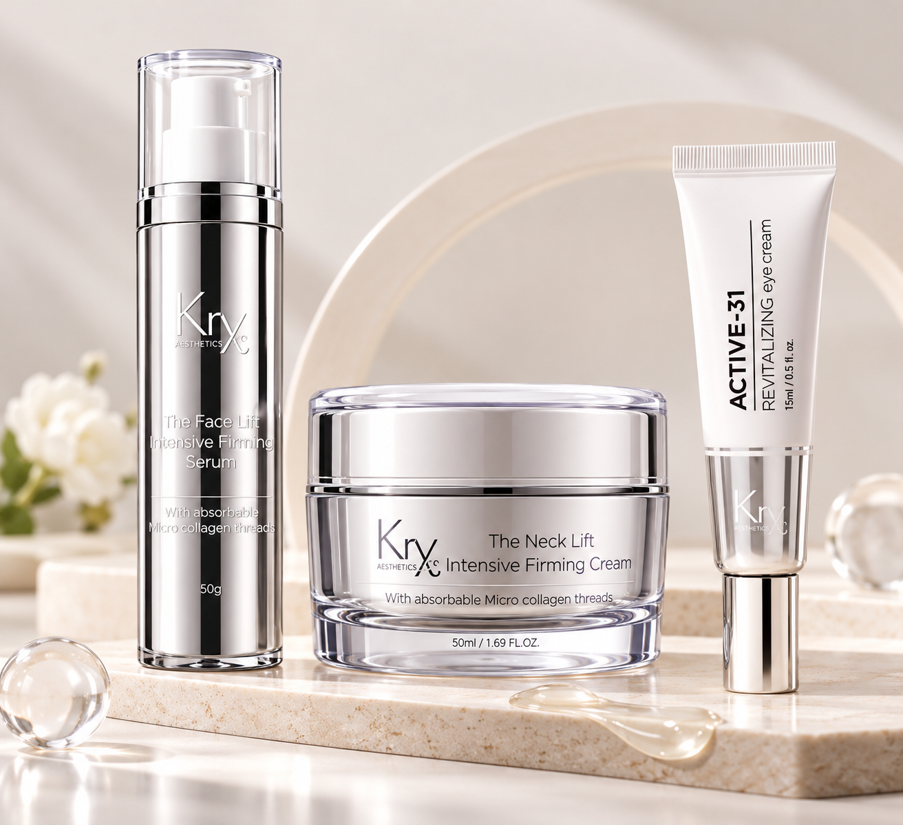 Luxury Skincare Trio in Soft Beige