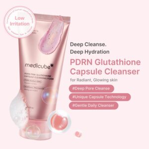 Medicube Pink Glutathione Capsule Cleansing Foam info