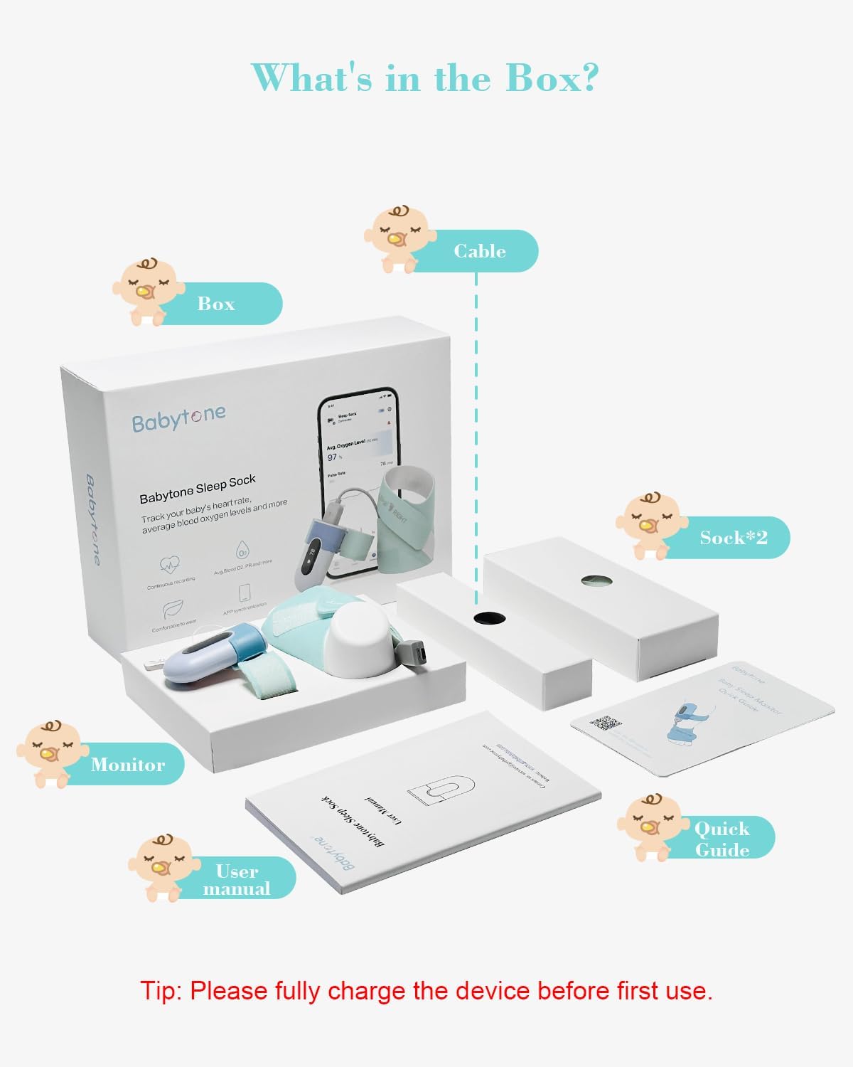 Babytone Sleep Sock PO5 Baby Pulse Oximeter
